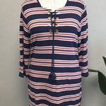 La Blanca Sailor Striped Rope Tie French Terry Nautical Cover Up - Size Large Photo 2