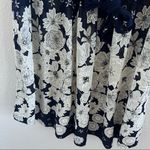 Ember Raised Painted Floral Navy Semi Sheer Secretary Tie Bow Top Blouse Shirt M Size M Photo 2