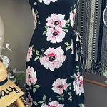 Forever 21 Contemporary Black Pink Floral Faux Wrap Smocked Maxi Dress Photo 0