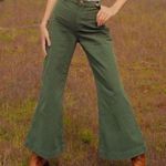 Big Bud Press Bell Bottom Pants Women’s Size Small Green Cotton Retro Flare Wide Photo 0