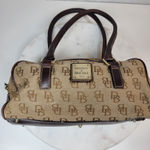 Dooney & Bourke Womens Monogram Bag Brown Signature Canvas Leather Trim Y2K Photo 14