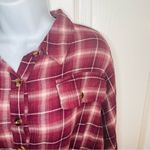 Wild Moss Women's Burgundy Long Sleeve Plaid Mini Shirt Dress M Pink Size M Photo 4