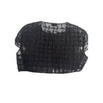 Akris  Black Chiffon Cropped Cap Sleeve Top Photo 1