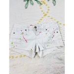 Rue 21  White Denim Shorts Paint Splatter Distressed Frayed Raw Hem Casual 01 Photo 1