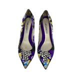 Brian Atwood Jael Kitten Heel Pumps Satin Floral Embellished Size 39‎ US 8 Purple Photo 4