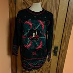 Vtg 90s oversized Christmas Wreath Glittery Sweater Black Size M Photo 8