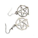 Witch Spooky Pentagram Wicca Pendant Hook Earrings Silver Photo 4