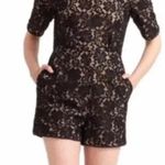 BCBGMAXAZRIA Haile Lace Romper Black Overlay Short Sleeve Women’s Size L Large Photo 2
