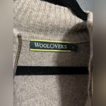 WOOLOVERS 100% Wool Full Zip Long Sleeve Cowl Neck Sweater Unisex Sz L EUC Tan Size L Photo 3