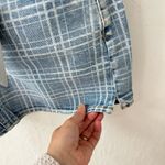 Tractr Checker Gingham Plaid High Rise Slim Blue Denim Shorts 4/27 Photo 1