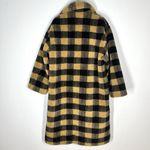 Stand Studio Sz XS / 34 Maria Buffalo Check Plaid Faux Fur Long Coat Black Photo 6
