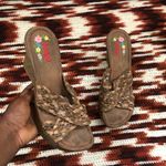 Y2K Bongo Chunky Platform Sandals Heels Wedges Mules Criss Cross Slip on Strappy #boho #cottagecore #bratz Brown Size 7.5 Photo 0