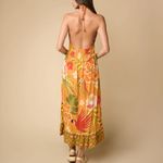 Z&L Europe Vibrant Floral Halter‎ Delia Maxi Dress large. Orange Photo 1
