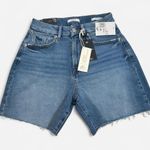Forever 21 NWT Jean Shorts 26 Womens Curved 90s High Rise Raw Hem Faded Light Photo 0