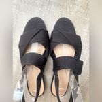 & Other Stories & Other Stories Black Twill Slingback Buckled Sandals Women’s 8 Wide Strap Flats Photo 4