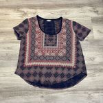 Lucky Brand Navy, Pink & Tan Aztec Print Short Sleeve T-Shirt Size Large Photo 3