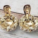 Vintage S.A.C. Clip On Earrings Gold Tone & Faux Pearl Large Statement Photo 3