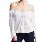 Free People  Adelia Ivory Cold Shoulder V Neck Long Sleeve Slub Tee size XS Photo 1