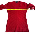 Ralph Lauren Black Label Women’s XS Cable Knit 100% Cashmere Sweater Red V-Neck Photo 5