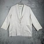 Kensington Square Blazer One Button Pockets Neutral Coastal Beach Jacket‎ Large White Photo 1