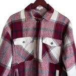 GeeGee  Women Shcacket M Maroon Plaid Utility Casual Warm Cozy‎ Western Cowgirl Photo 5