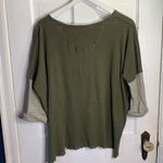 We The Free Free People  Retro Trendy Star Henley Top- Army Green W-326 Sz S Photo 13