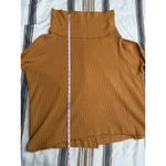 Free People Top Womens Medium Mustard Yellow Waffle Knit Raw Hem Cowl Neck Cozy Photo 3