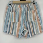Briggs New York Briggs Linen Blend Pull On Shorts Blue Orange Stripe Pockets Drawstring Size M Photo 3