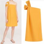 Cuyana Seersucker Twisted Shoulder A-Line Asymmetric Dress in Daffodil Photo 1