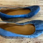J.Crew Blue Suede Flats Size 8 Rounded Toe Shoes Fun Vibrant Slip-On Photo 3
