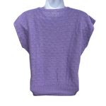 Womens Lavender V Neck Short Sleeve Knit Sweater Top Textured Pattern Medium Purple Photo 1