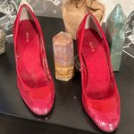 Chic Red Textured Heels Size 7.5 Photo 1