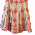 BCBG Maxazria cotagecore bohemian embroidered beige and red maxi pleated skirt 2 Photo 1