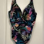 Terra & Sky Plus Size  Black Floral Cupped V-Neck Swimsuit Size 2X EUC #2443 Photo 3