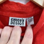 Chico's Vintage  Button Front Shirt sz 2‎ Large Pumpkin Orange Linen Fall Holiday Photo 3