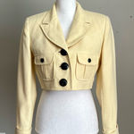 RICKIE FREEMAN FOR TERIJON | Vintage Yellow Cropped Textured Blazer Jacket Size 2 Photo 0