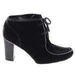 Nine West Suede Moccasin Ankle Boot Bootie Black Chunky Heel Leather Size 5.5 Photo 0