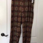 Cider Womens Floral Boho Patterned Pants Wide Leg Pull-On Size 2XL Brown NWT Photo 0