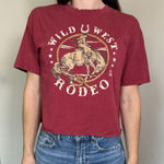 Organic Generation 100% Cotton Red Wild West Rodeo Cropped T Shirt Size Medium Photo 0