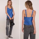 Heartloom NWT Janina Animal Print Silky Sexy Cowl Cami Top in Cobalt - Sz Small Photo 2