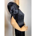 American Vintage 1980s Black Satin Evening Gown with Ivory Statement Bow unbranded small- medium Photo 6