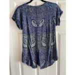 Lucky Brand Women's XS Blue Paisley Scoop Neck Boho Top Comfort On The Go Indie Photo 4