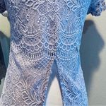 Maurice's  lace blouse top shirt size medium lavender lace sheer short sleeves Photo 3