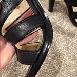 Coach NWOT gold and black leather high heels with straps and twisting buckles Photo 6