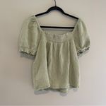 J.Crew  Green Squareneck Puff Sleeve Soft Gauze Top Blouse Size XL Photo 6