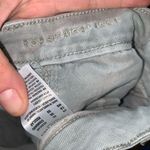 American Eagle  destroyed distressed light gray Mom Straight 00 jeans Photo 1