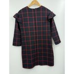 ZARA  Trafaluc Dress Womens Small Navy Red Windowpane Plaid Ruffle Sleeve Lined Photo 5