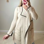 ZARA : Tan and Black Leather Trim Long Cardigan Photo 1