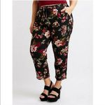 Papaya Floral Tie Waist Pants Black Photo 6