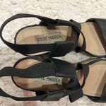 Steve Madden Terorr Leather Strappy Cork Wedge Heels Black 6.5 Photo 4